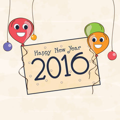 Sticker - Greeting card design for Happy New Year 2016.