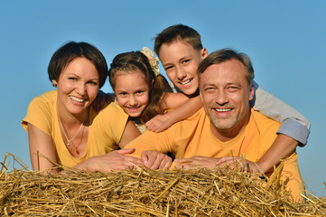 Sticker - happy family at   field