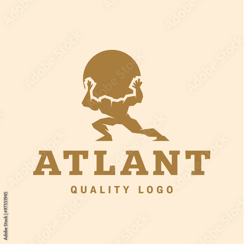 Fotografía Atlant Atlas holds earth quality stylized logo for your company vector trendy st