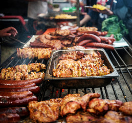 sausages and cooking meat