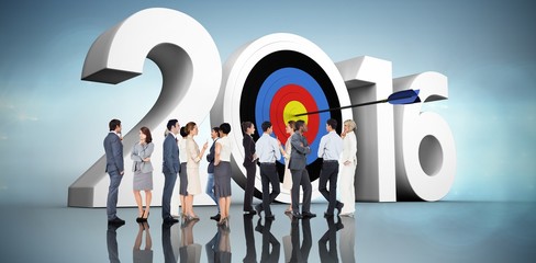 Poster - Composite image of many business people standing in a line