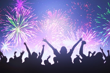 Poster - Composite image of silhouetters celebrating