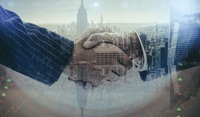 Poster - Composite image of stocks and shares
