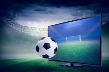 Poster - Composite image of black and white leather football