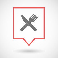 Sticker - Isolated tooltip line art icon with a knife and a fork