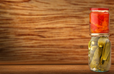 Wall Mural - Pickled vegetables in jars