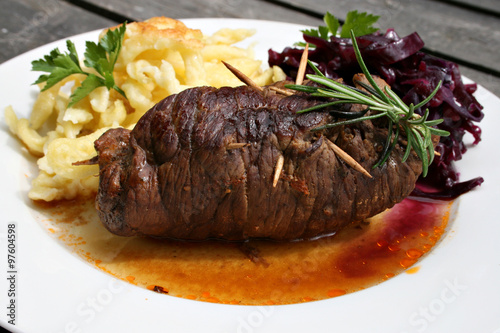 Fotografie, Obraz organic lifestyle rouladen rotkohl spätzle shabby chic bio-lebensmittel selbstge