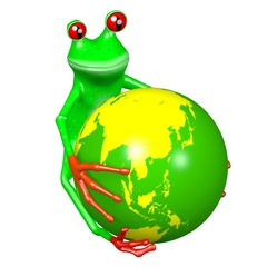 Sticker - 3D frog - Earth concept