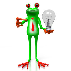 Wall Mural - 3D frog with a lightbulb