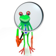 Wall Mural - 3D frog with magnifying glass