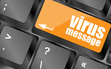 Poster - Computer keyboard with virus message key, vector illustration