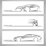 Modern sports car silhouettes. Vector background