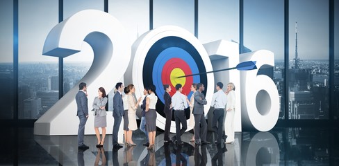 Poster - Composite image of many business people standing in a line