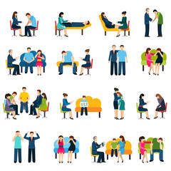 Wall Mural - Counseling Support Group Flat Icons Set