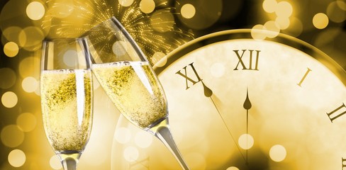 Poster - Composite image of champagne glasses clinking