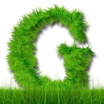 Conceptual green grass 3D font isoalted