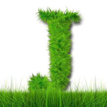 Conceptual green grass 3D font isoalted