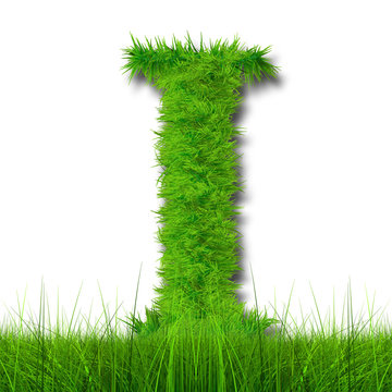 Conceptual green grass 3D font isoalted
