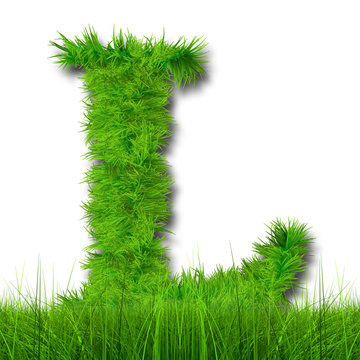 Conceptual green grass 3D font isoalted