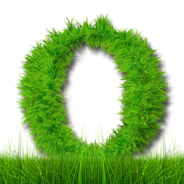 Conceptual green grass 3D font isoalted