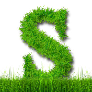Conceptual green grass 3D font isoalted