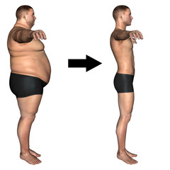 Human man fat and slim concept isolated