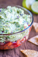 Poster - Bowl of guacamole with salsa