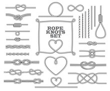Rope Knots Collection. Seamless Decorative Elements. Vector Illustration.
