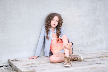 portrait of little girl outdoors in summer