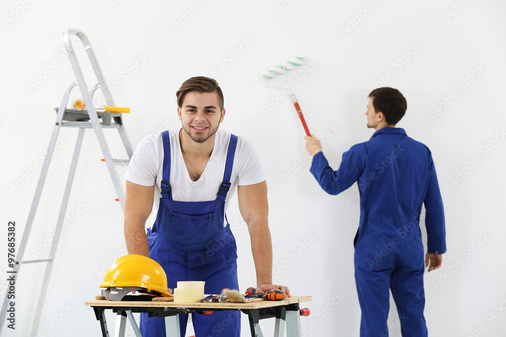 Workers in apartment