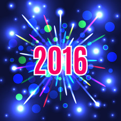 Wall Mural - New Year 2016 fireworks background. New Year's Eve.