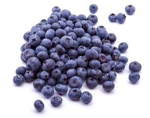 Wall Mural - Group of fresh blueberries isolated on white 