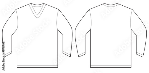 Download White Long Sleeve V-Neck Shirt Design Template - Buy this ...