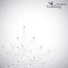 Poster - Geometric grey background molecule and communication . Connected lines with dots. Vector illustration