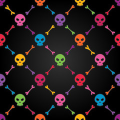 Multicolor seamless pattern with skulls.