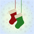 Christmas Stockings hanging on the blue background