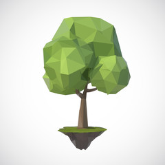 Tree on floating island, low poly style.