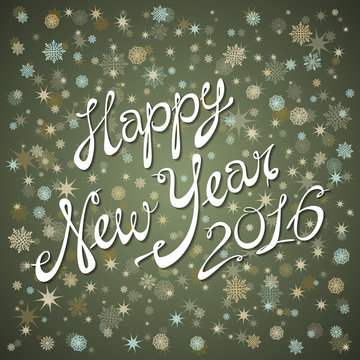 Happy New Year. Lettering  2016 vector card design winter