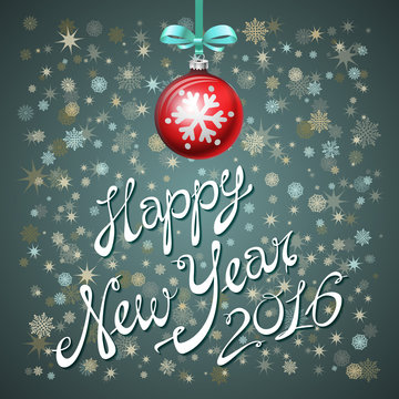 Happy New Year. Lettering  2016 vector card design winter