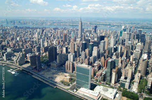 Fotografía Blick vom Helikopter auf Midtown Manhattan, New York City