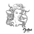 © J_ka - Zodiac. Vector illustration of Libra as girl with flowers.