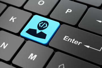 Software concept: Programmer on computer keyboard background