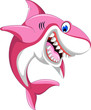 funnny angry shark pink cartoon 