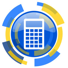 Poster - calculator blue yellow glossy web icon