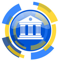 Poster - museum blue yellow glossy web icon