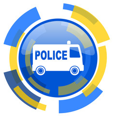 Poster - police blue yellow glossy web icon