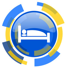 Poster - hotel blue yellow glossy web icon