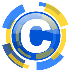 Poster - copyright blue yellow glossy web icon