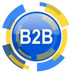 Poster - b2b blue yellow glossy web icon