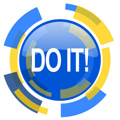 Aufkleber - do it blue yellow glossy web icon